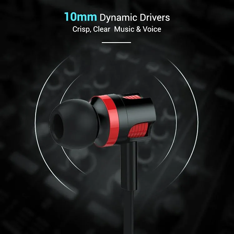 pTron HBE5 Raptor Stereo Sound Bass Wired Headphones with Mic (Black & Red)