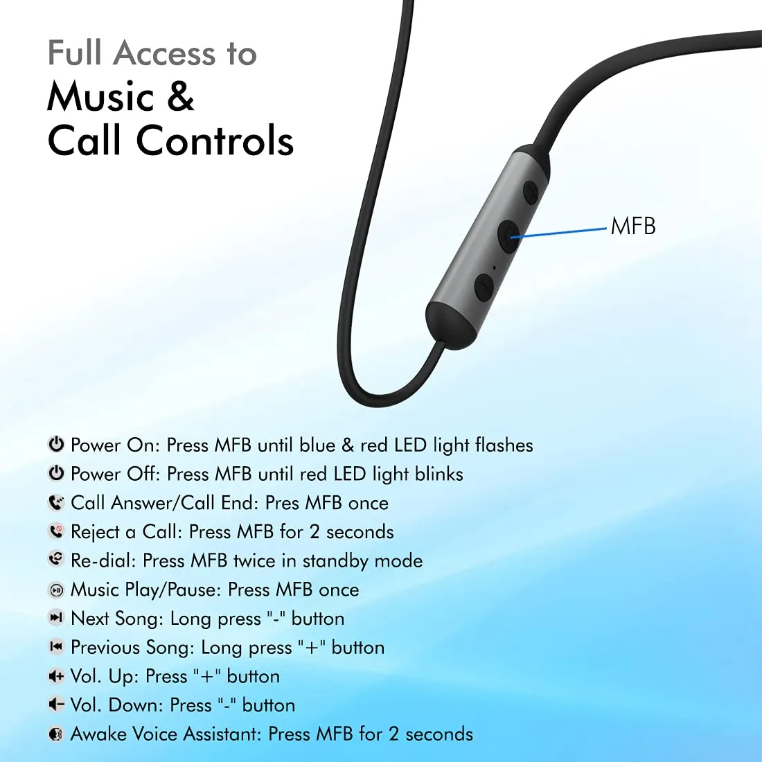 PTron Tangent Plus V2 Wireless Bluetooth In-Ear Headphone With Mic (Black/Grey)