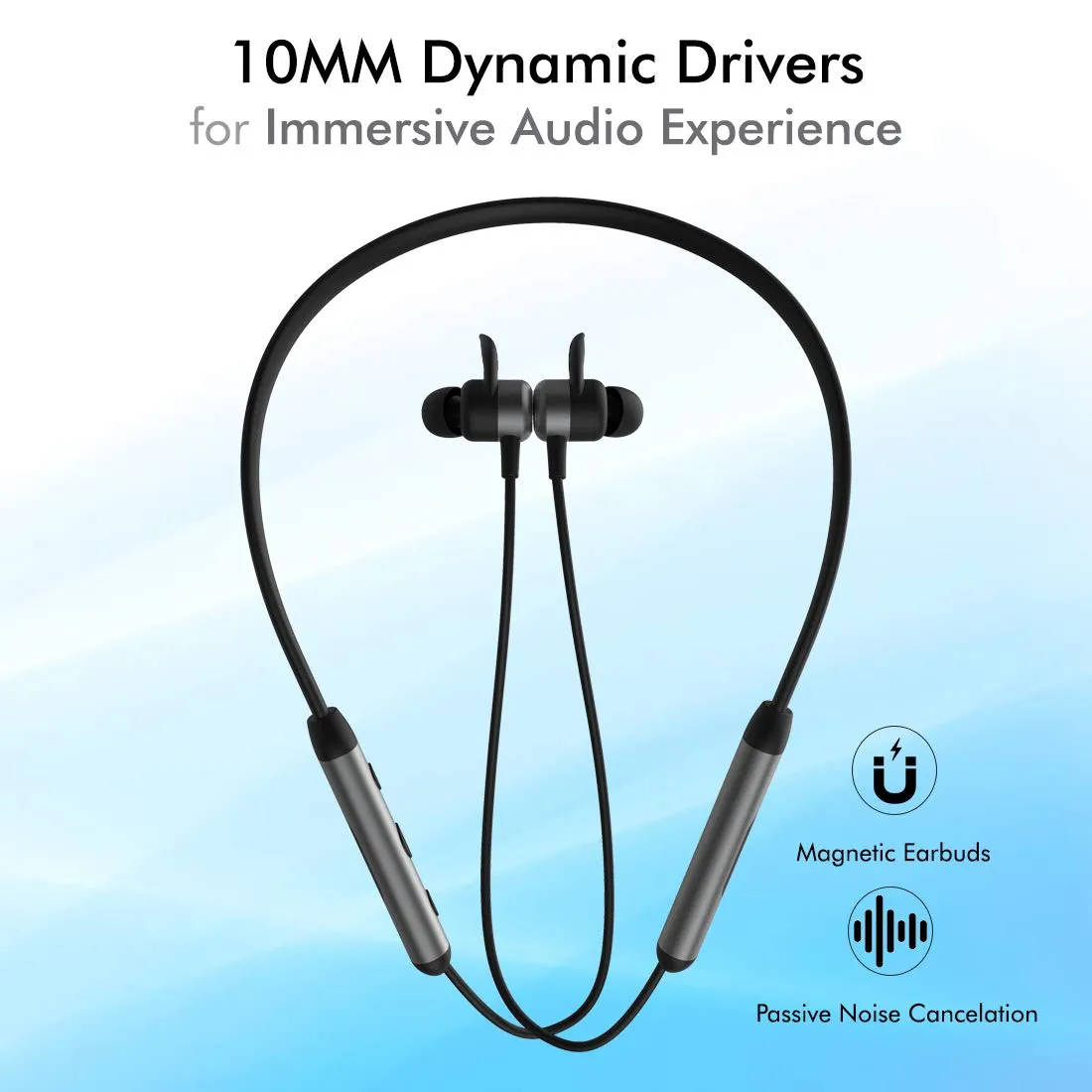PTron Tangent Plus V2 Wireless Bluetooth In-Ear Headphone With Mic (Black/Grey)
