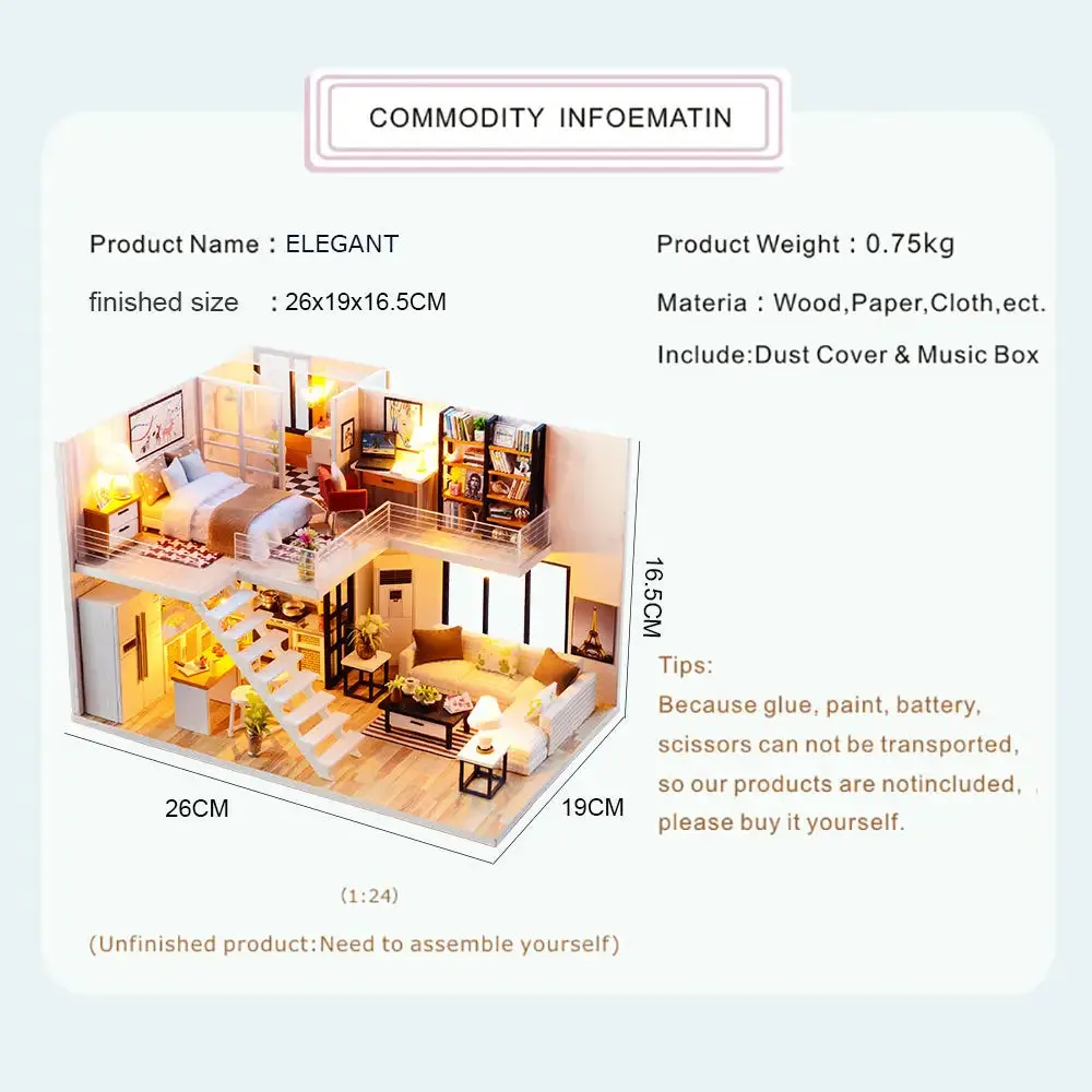 "Elegant" Miniature Dollhouse Kit