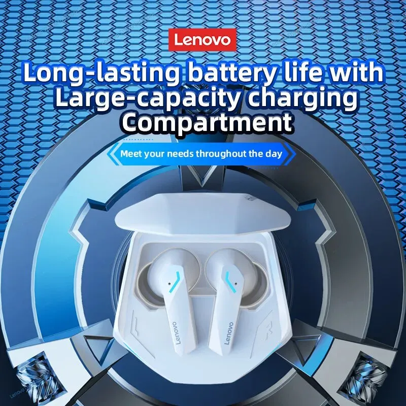Sharkfin Design Wireless Earbuds Lenovo Bluetooth Gaming-Quality Headphones