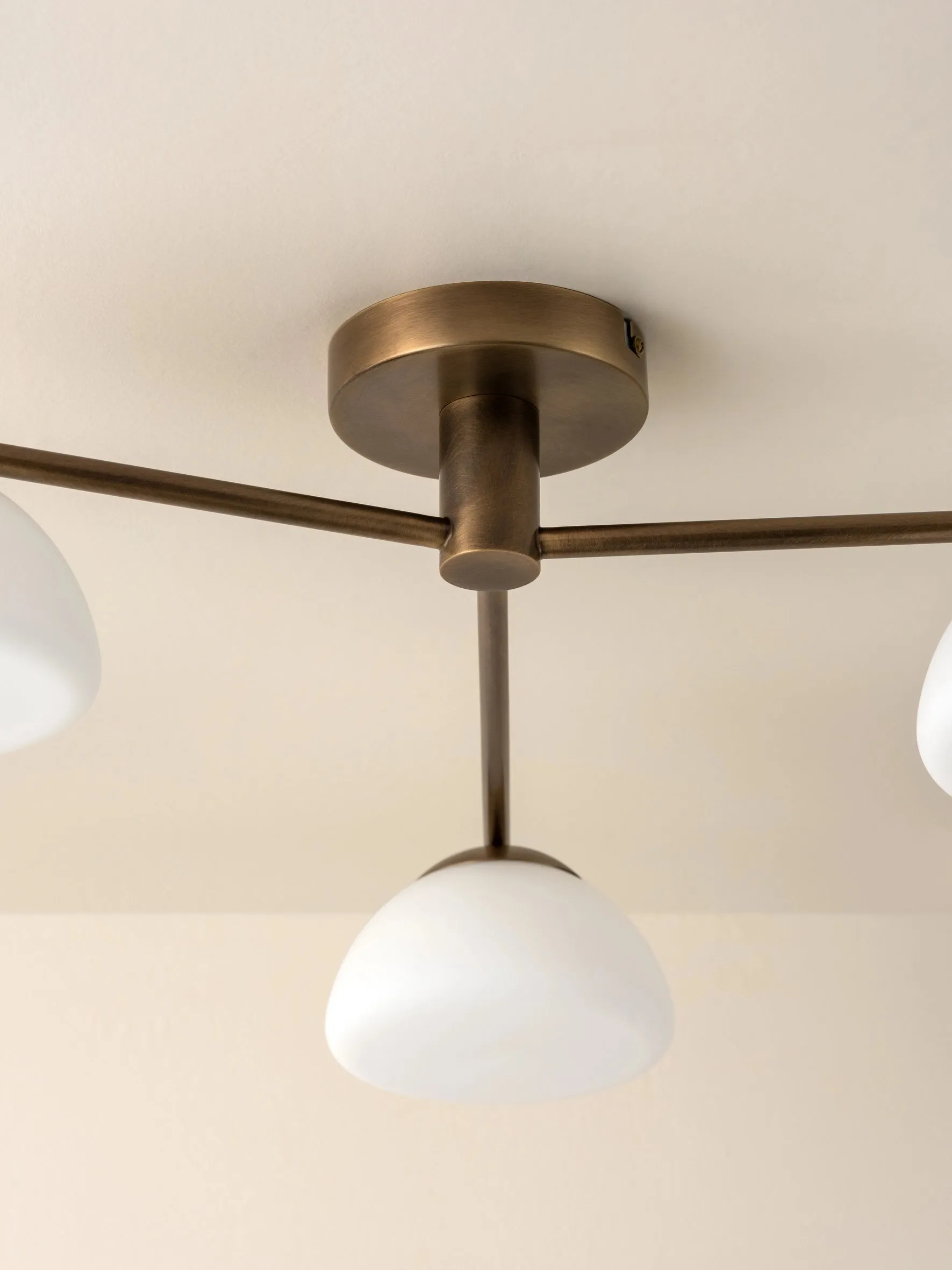 Silio - 3 light aged brass and opal flush
