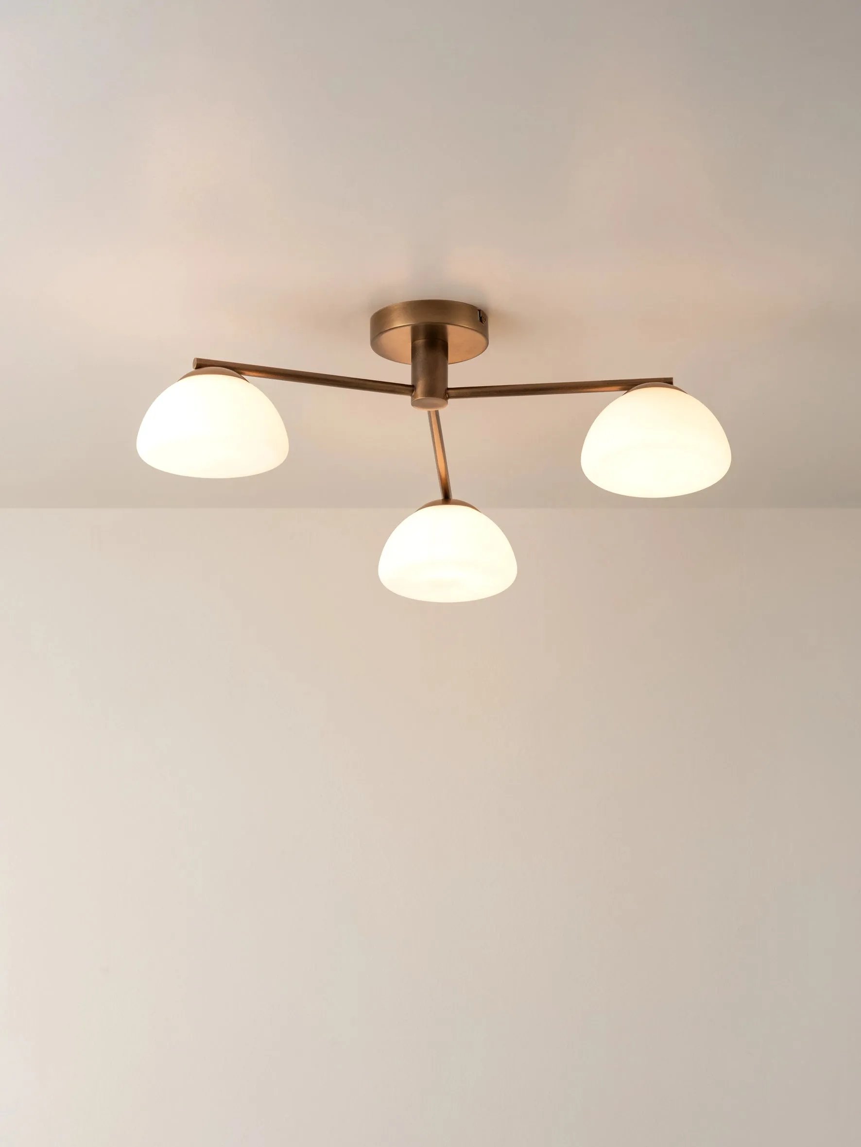 Silio - 3 light aged brass and opal flush