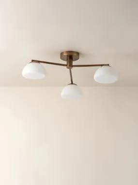 Silio - 3 light aged brass and opal flush