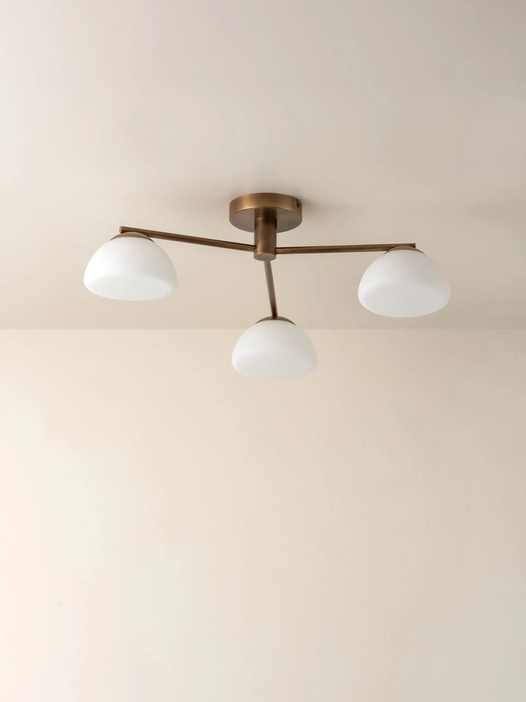 Silio - 3 light aged brass and opal flush