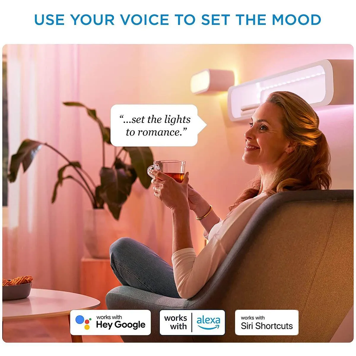 Smart LED strip Light Kit, 13ft, Wifi and Bluetooth Wiz App, RGB and Tunable white, 64 Scenes and Music, 12V