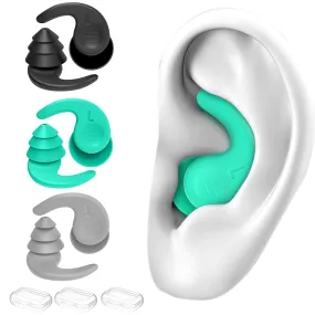 Swimming Ear Plugs for Adults3 Pairs Waterproof Reusable Silicone Swim Earplugs for Swimming Surfing Snorkeling Showering and Water PoolBeachOcean (Adults & Teens 14 )