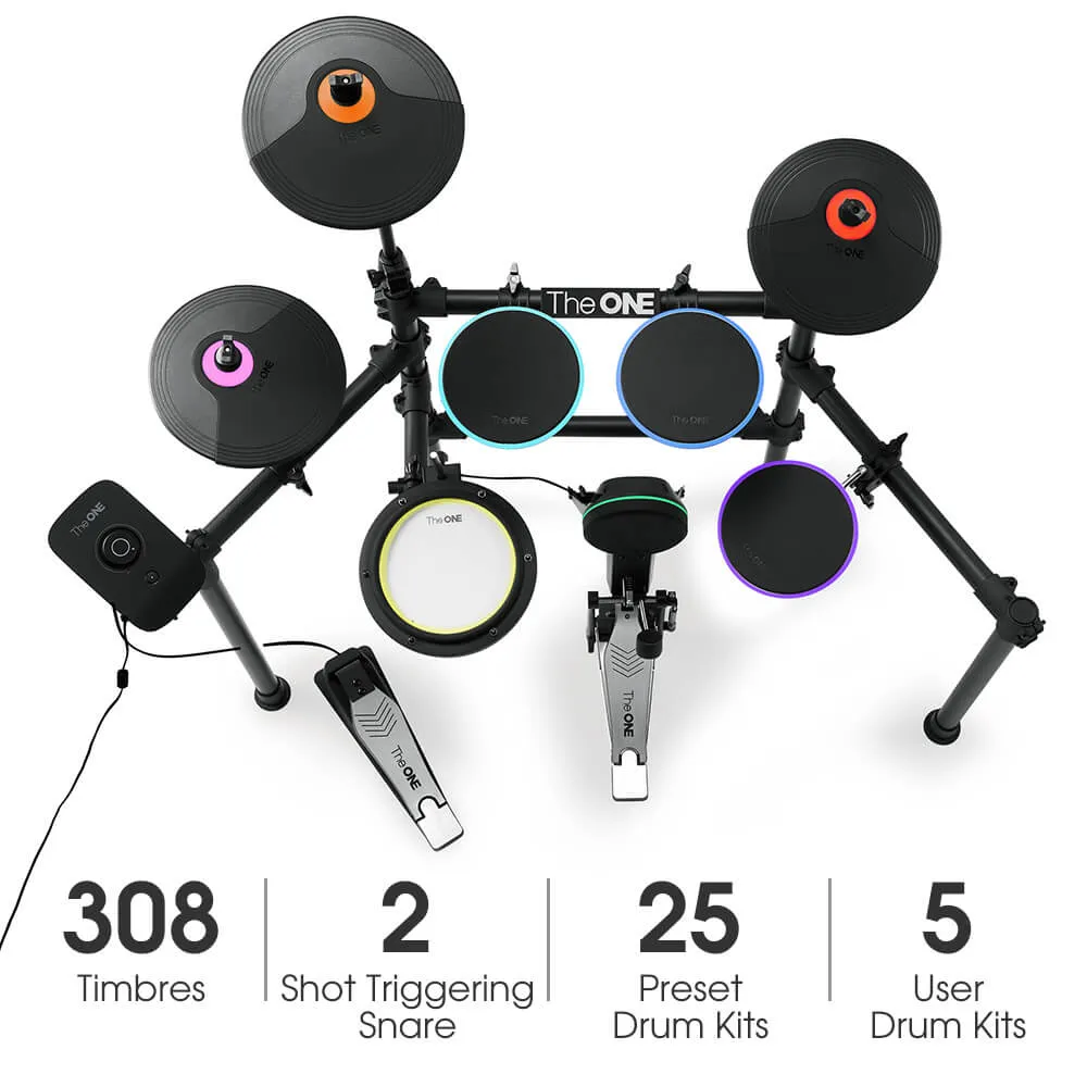 The ONE Polaris Drums, TOD1 Electronic Drum Set, Built-in LED Lights Connected with Drum Learning App
