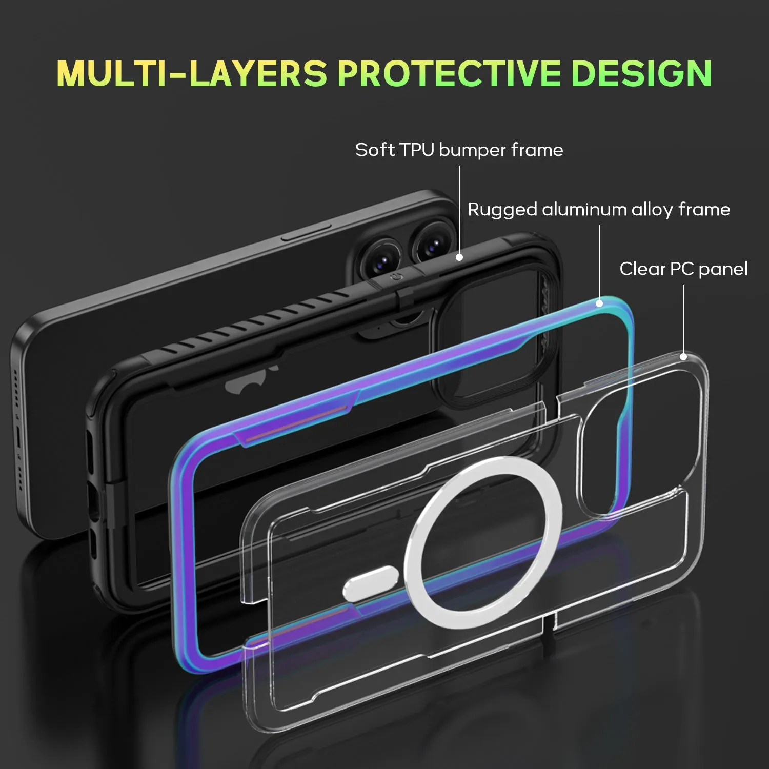 Tough On iPhone 15 Pro Case Iron Shield with MagSafe