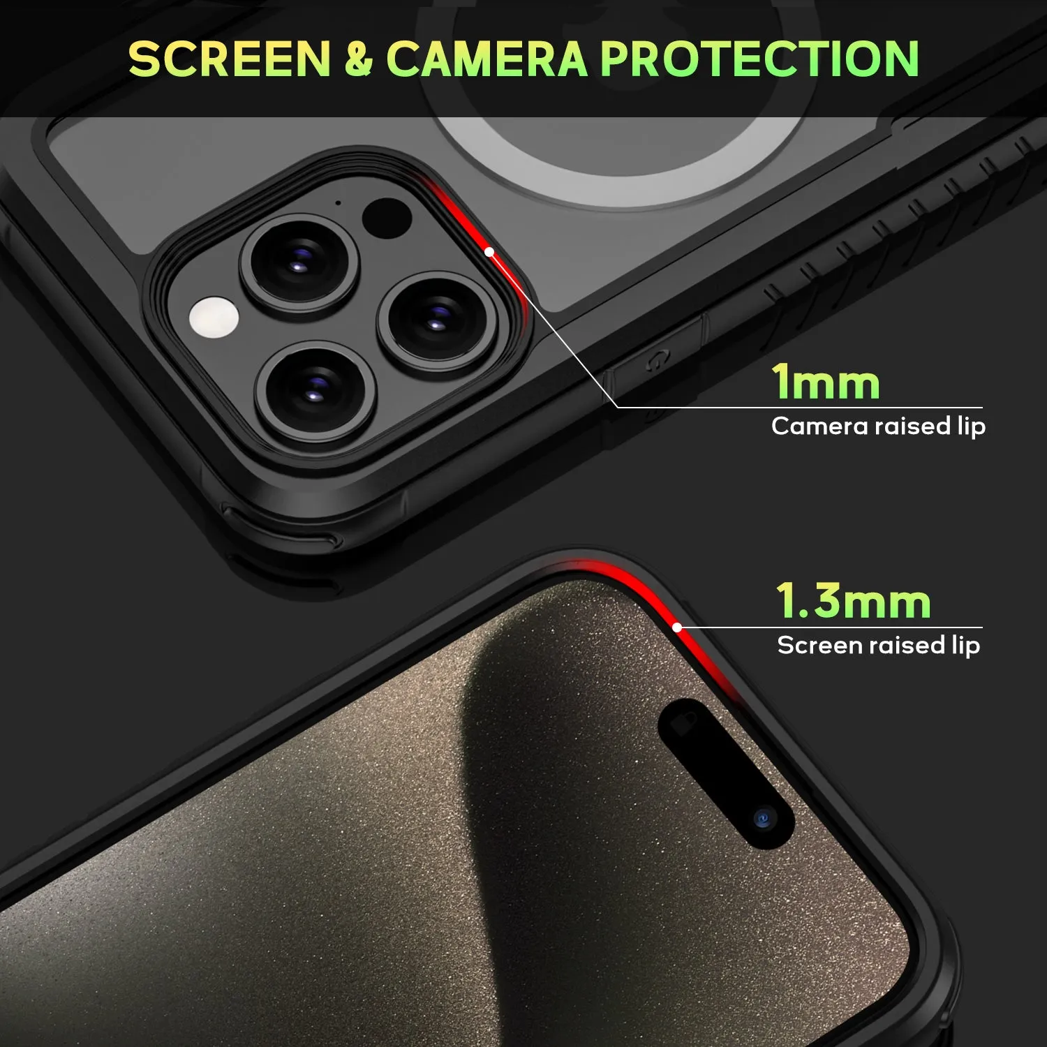 Tough On iPhone 15 Pro Case Iron Shield with MagSafe