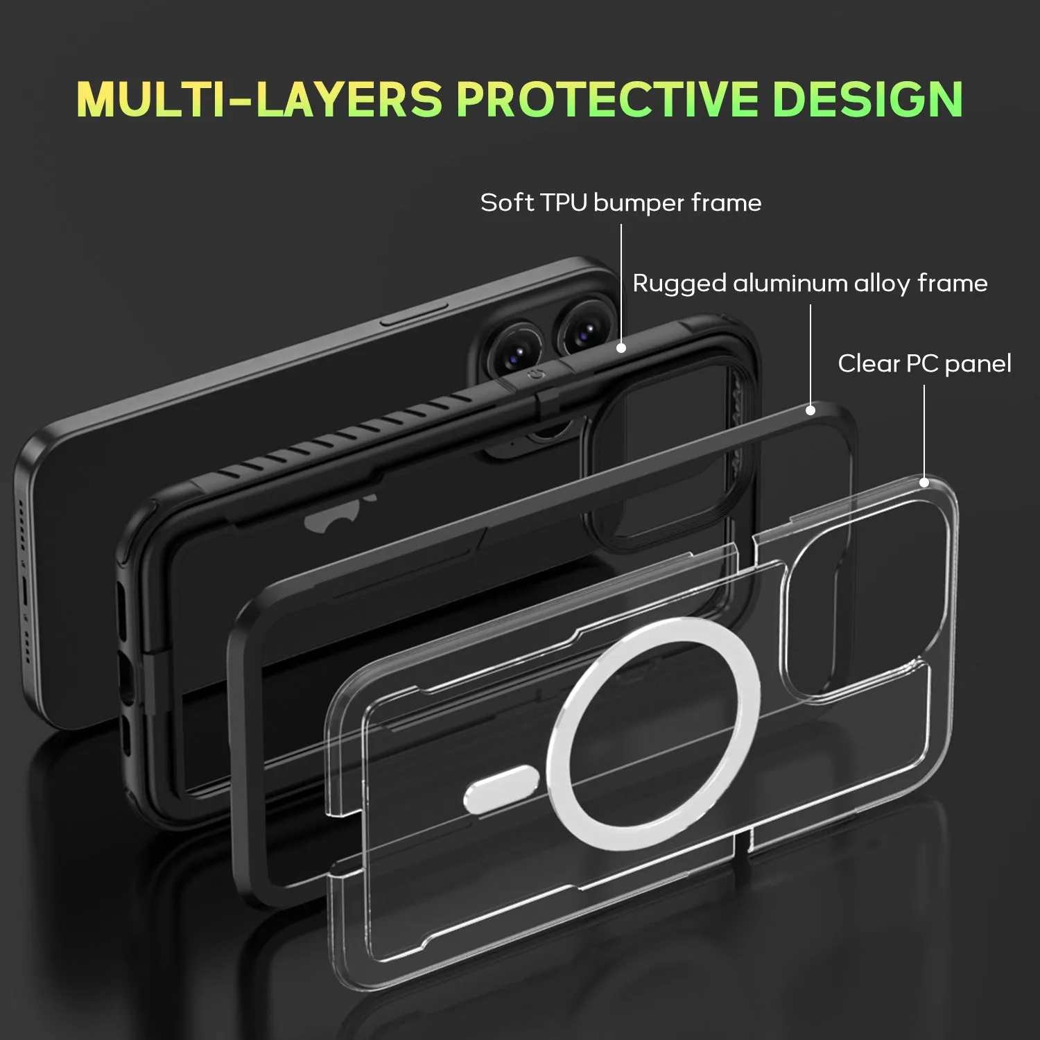 Tough On iPhone 15 Pro Case Iron Shield with MagSafe