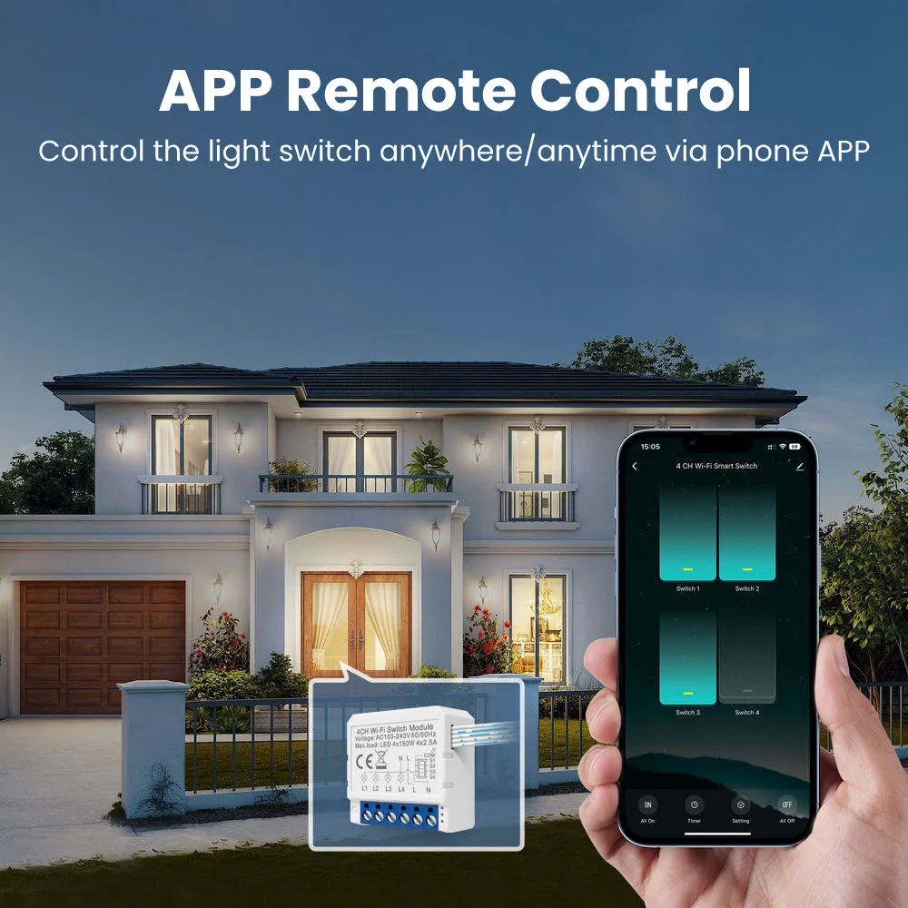 Tuya 2 Way 1 2 3 4 Gang 1/2/3/4 CH DIY Switch Mini Bluetooth Wifi Smart Circuit Breaker For Alexa Google Home Smart Life App