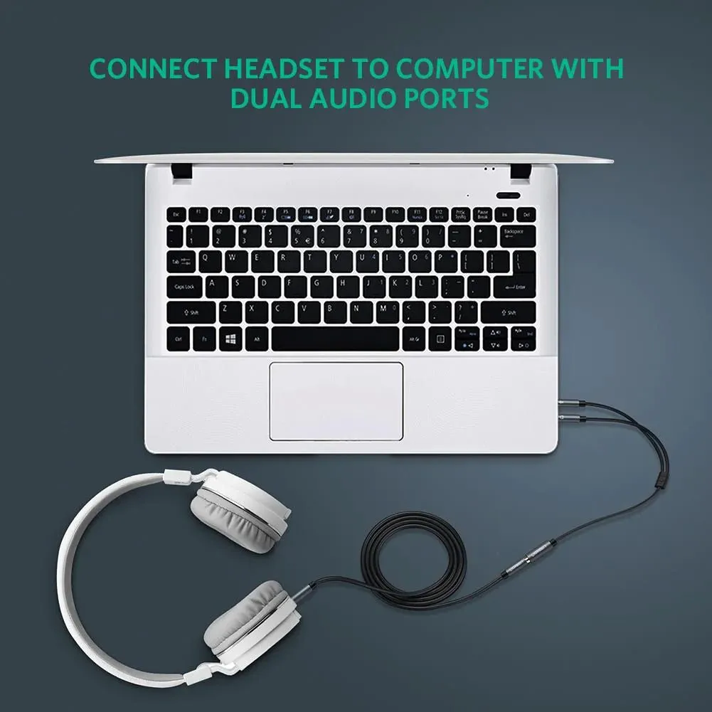 UGREEN Headphone Mic Splitter 3.5mm Jack Audio Mic Adapter Aux TRRS