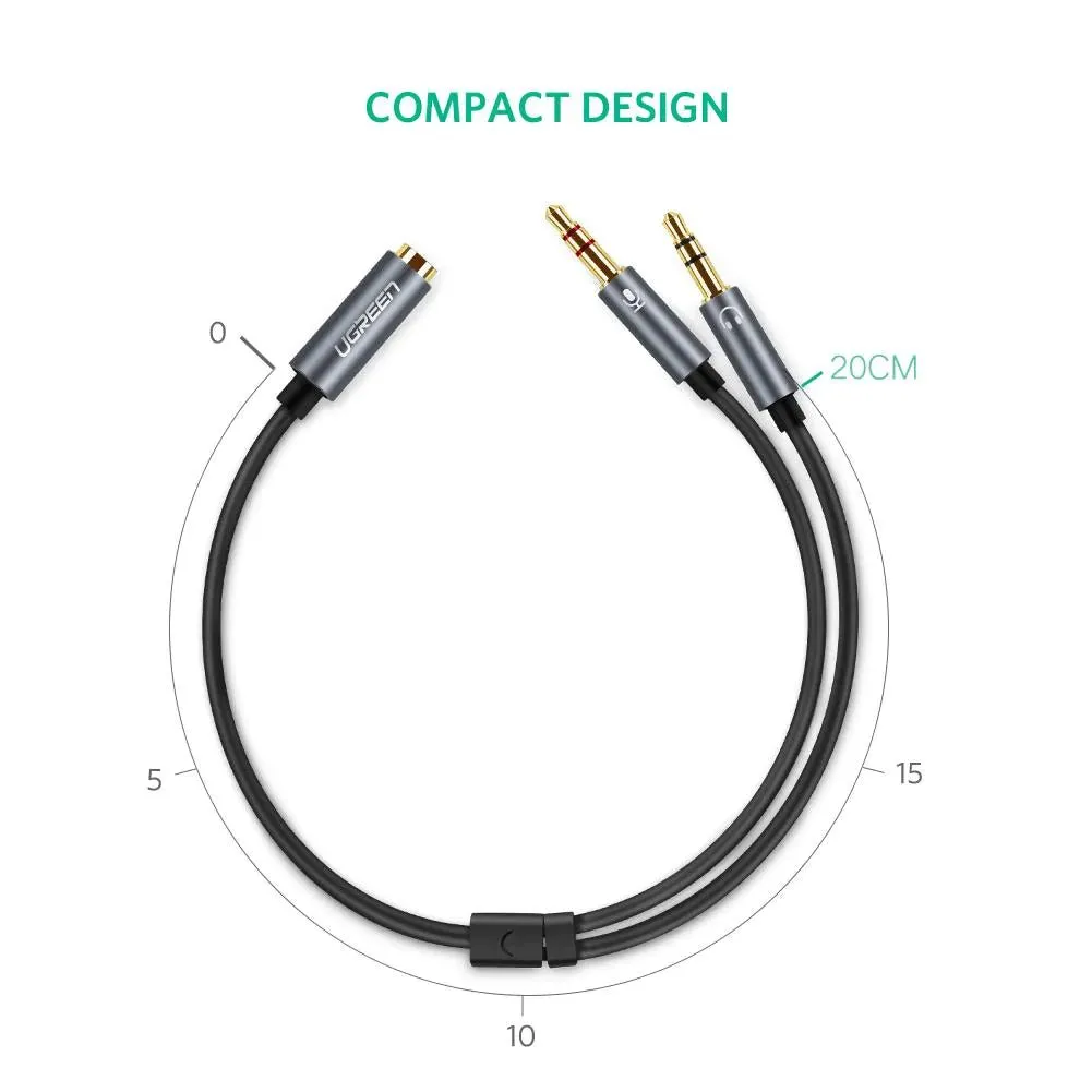 UGREEN Headphone Mic Splitter 3.5mm Jack Audio Mic Adapter Aux TRRS