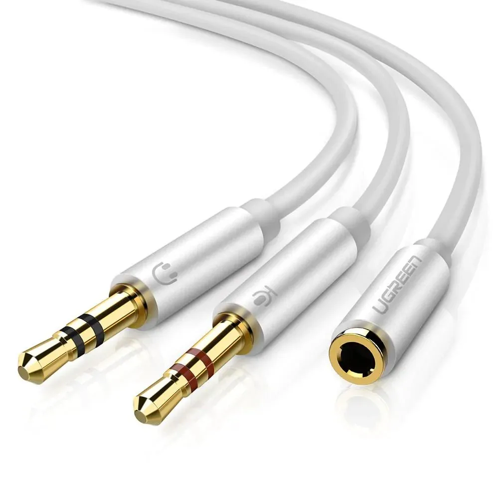UGREEN Headphone Mic Splitter 3.5mm Jack Audio Mic Adapter Aux TRRS