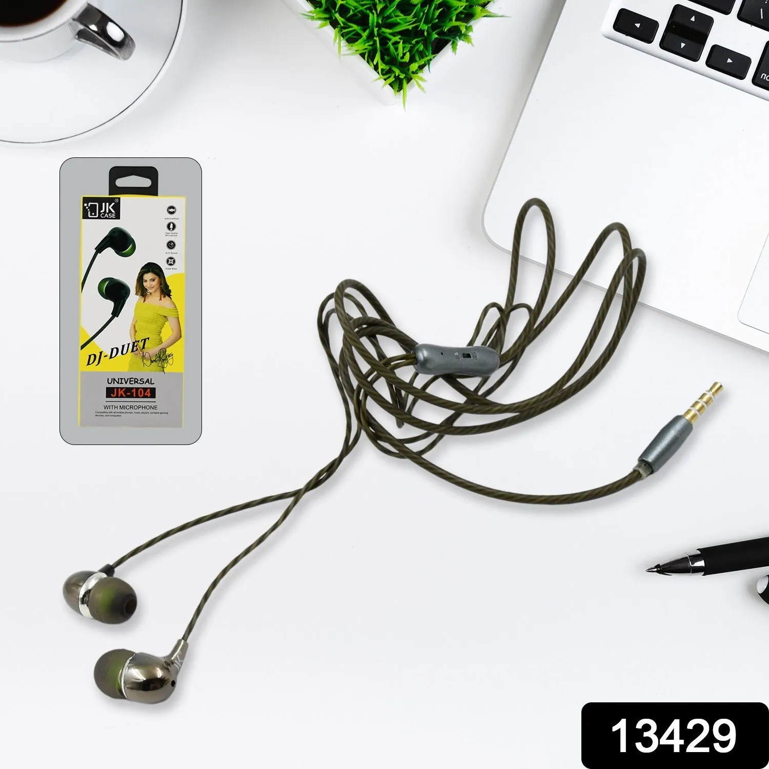 Universal Wired Earphone with Mic (1 Pc)