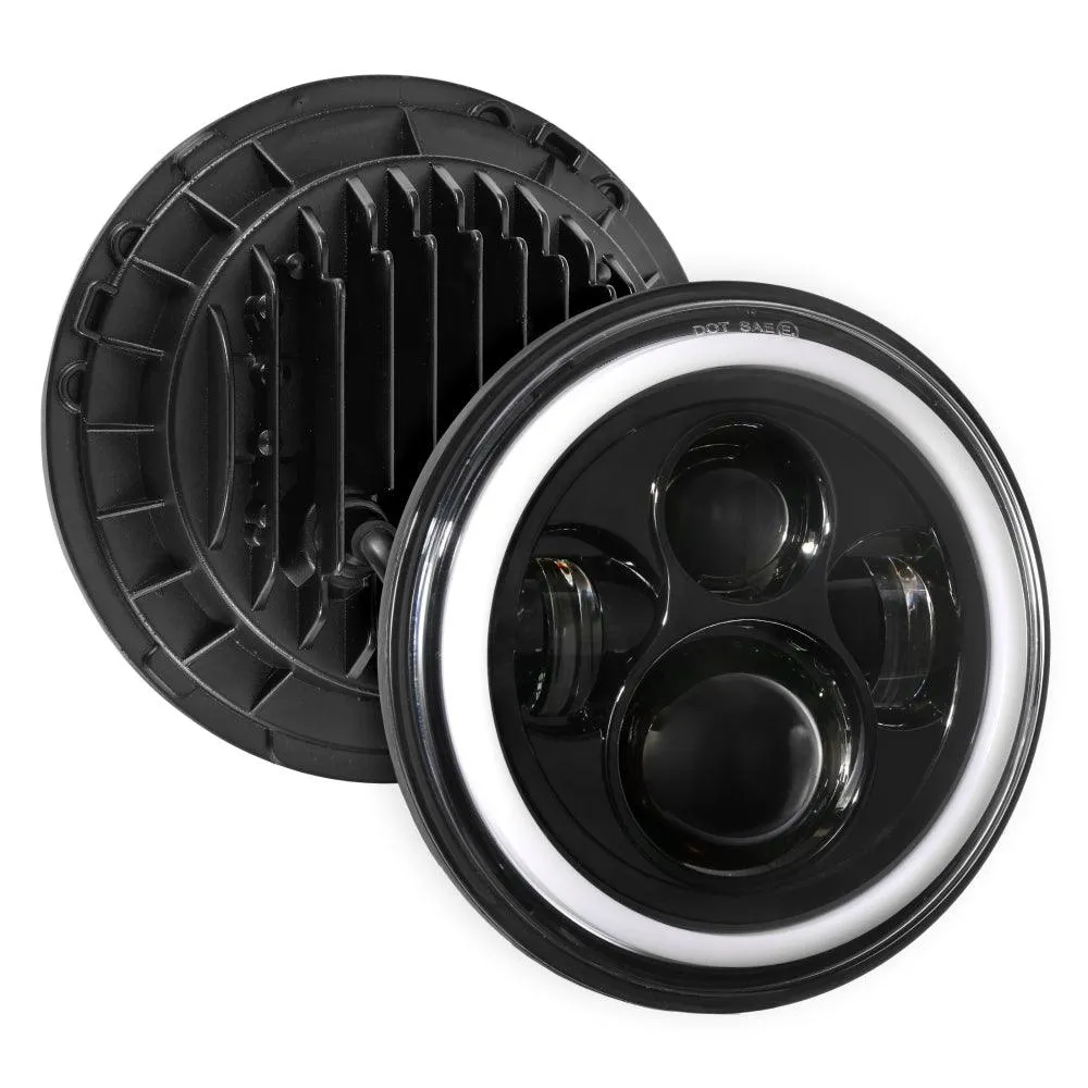 Upgraded 7 Inch Round LED Headlight with RGB Halo Ring for Jeep Wrangler JK TJ LJ