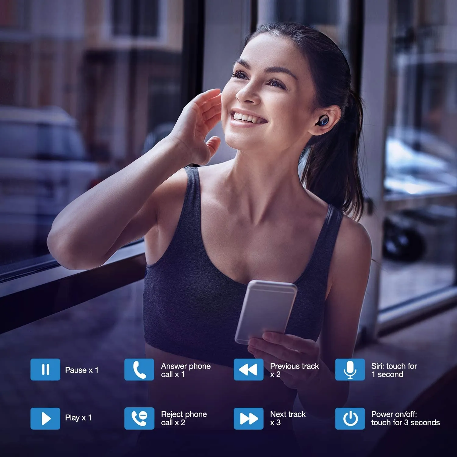 Waterproof Wireless Bluetooth Earbuds in-Ear Headphones with Microphone