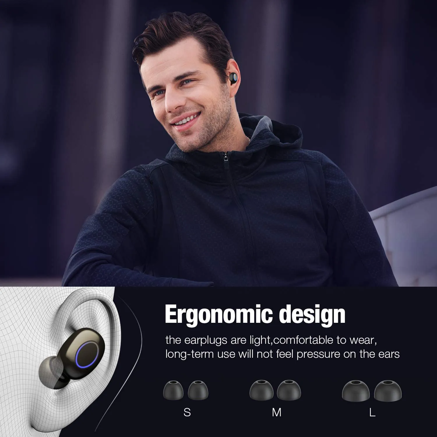 Waterproof Wireless Bluetooth Earbuds in-Ear Headphones with Microphone