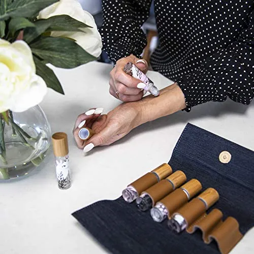 White Bare Denim Genuine Leather 10ml Roller Bottle