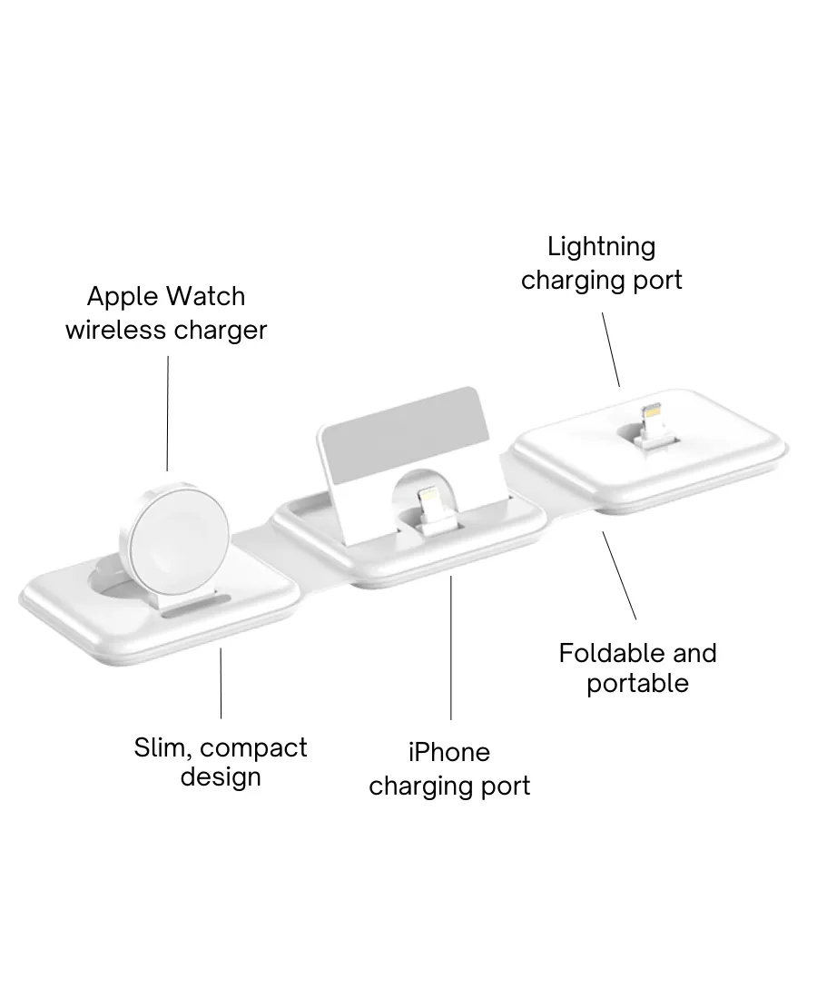 White Foldable 3-in-1 Charging Station