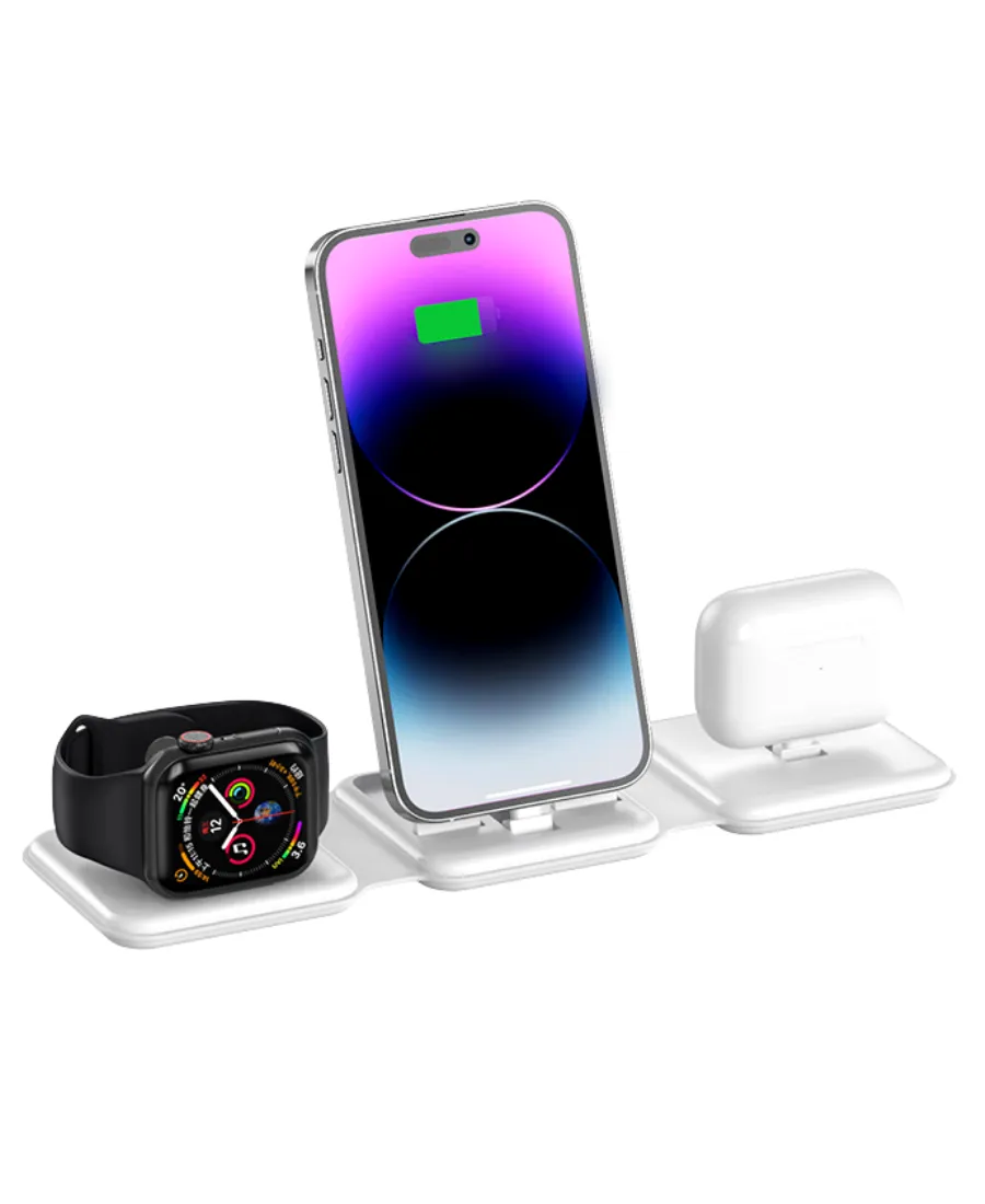 White Foldable 3-in-1 Charging Station