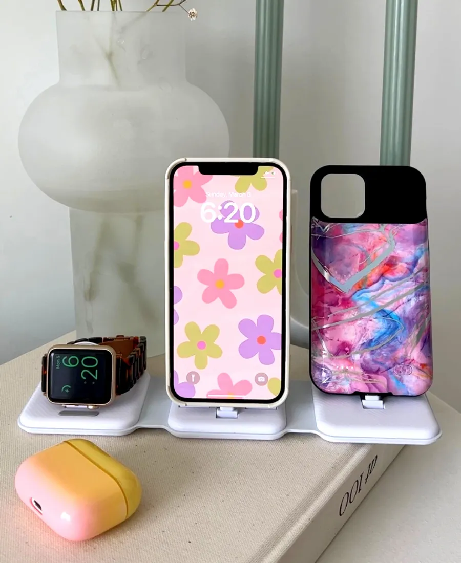 White Foldable 3-in-1 Charging Station