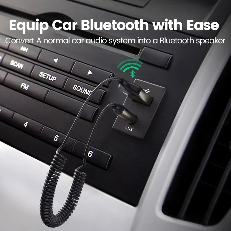 Wireless Car Bluetooth Aux Adapter Receiver - USB to 3.5mm Jack