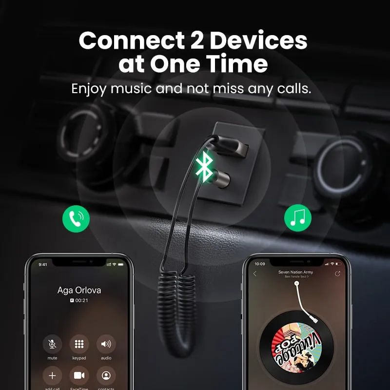 Wireless Car Bluetooth Aux Adapter Receiver - USB to 3.5mm Jack