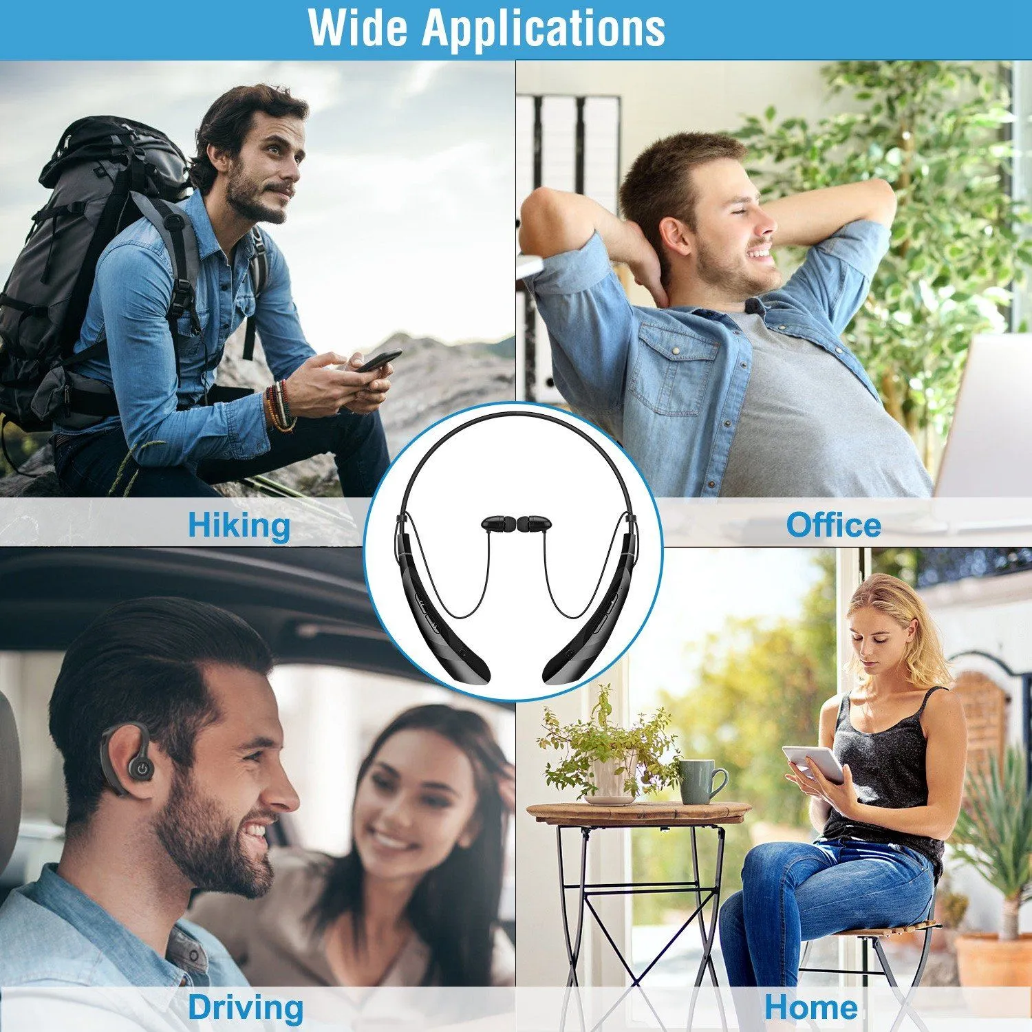 Wireless Neckband Headphones V 5.0 Sweat-proof Sport Headsets