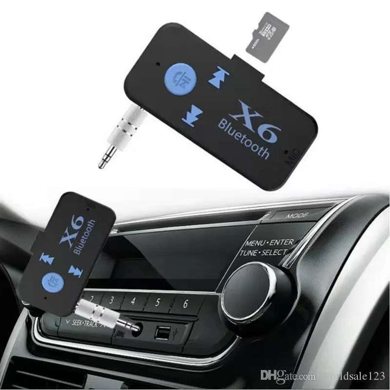 X6 Car Bluetooth Handsfree Audio Receiver Adapter Support TF Card