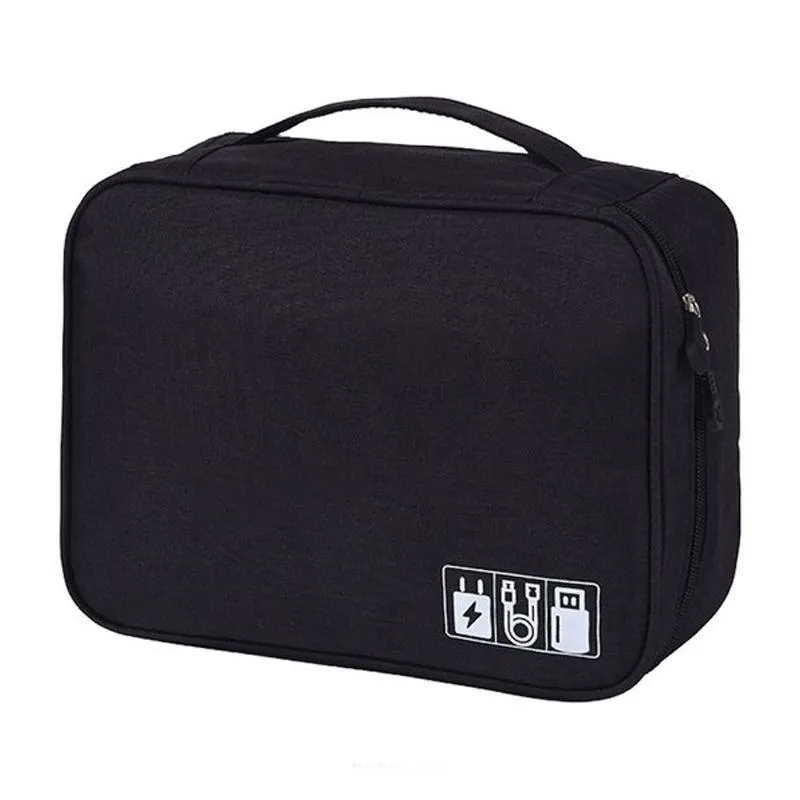 Zippered Cable Compartment Bag for Electronics Storage